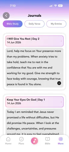 Faith journals screen
